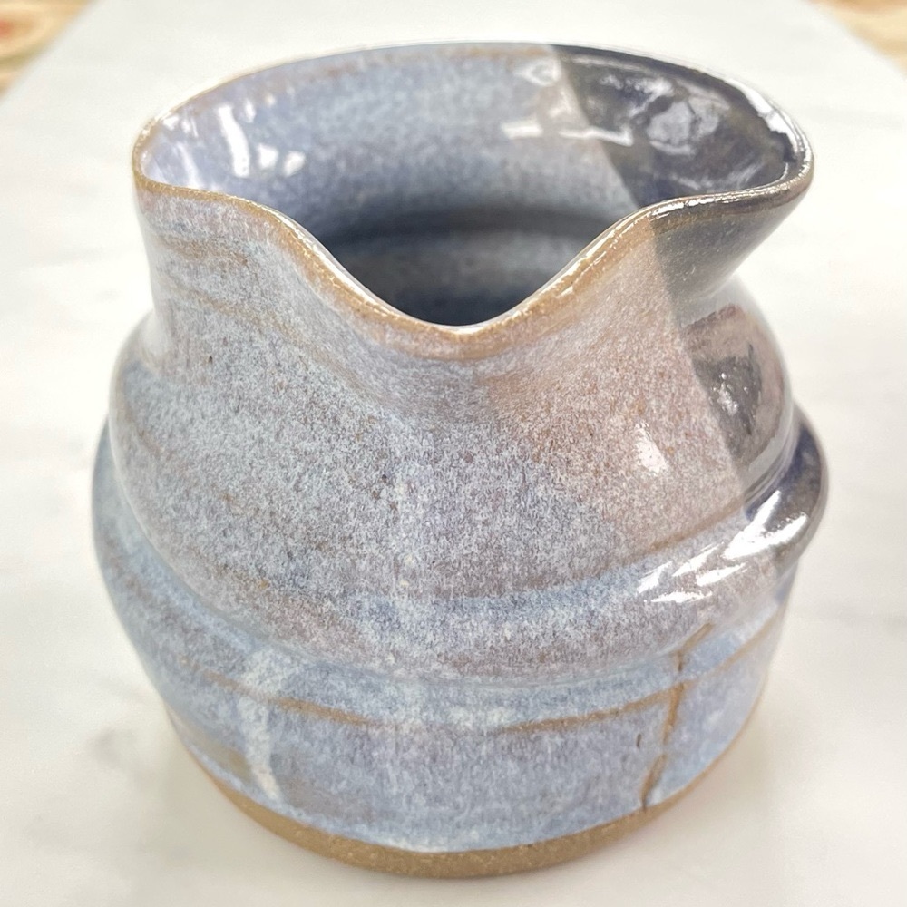 Blue/ Periwinkle Studio Pottery Pitcher Signed Ceramic Stoneware - Picture 7 of 7
